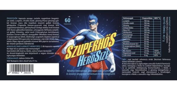 SZUPERHŐS HERO SIZE kúraszerű potencianövelő kapszula (60 db)